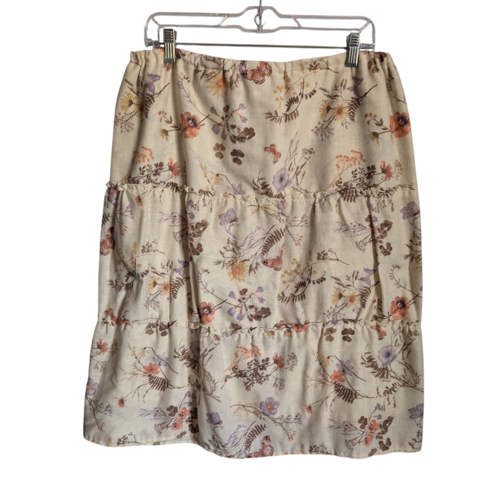 Handmade vintage fabric tired skirt floral butterflies